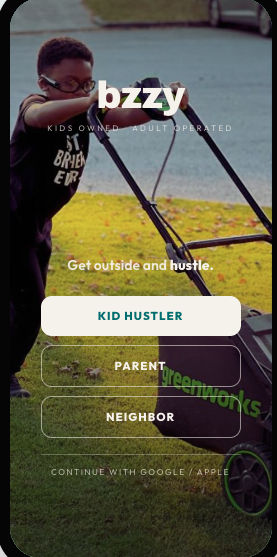 bzzy splash screen: Get outside and hustle