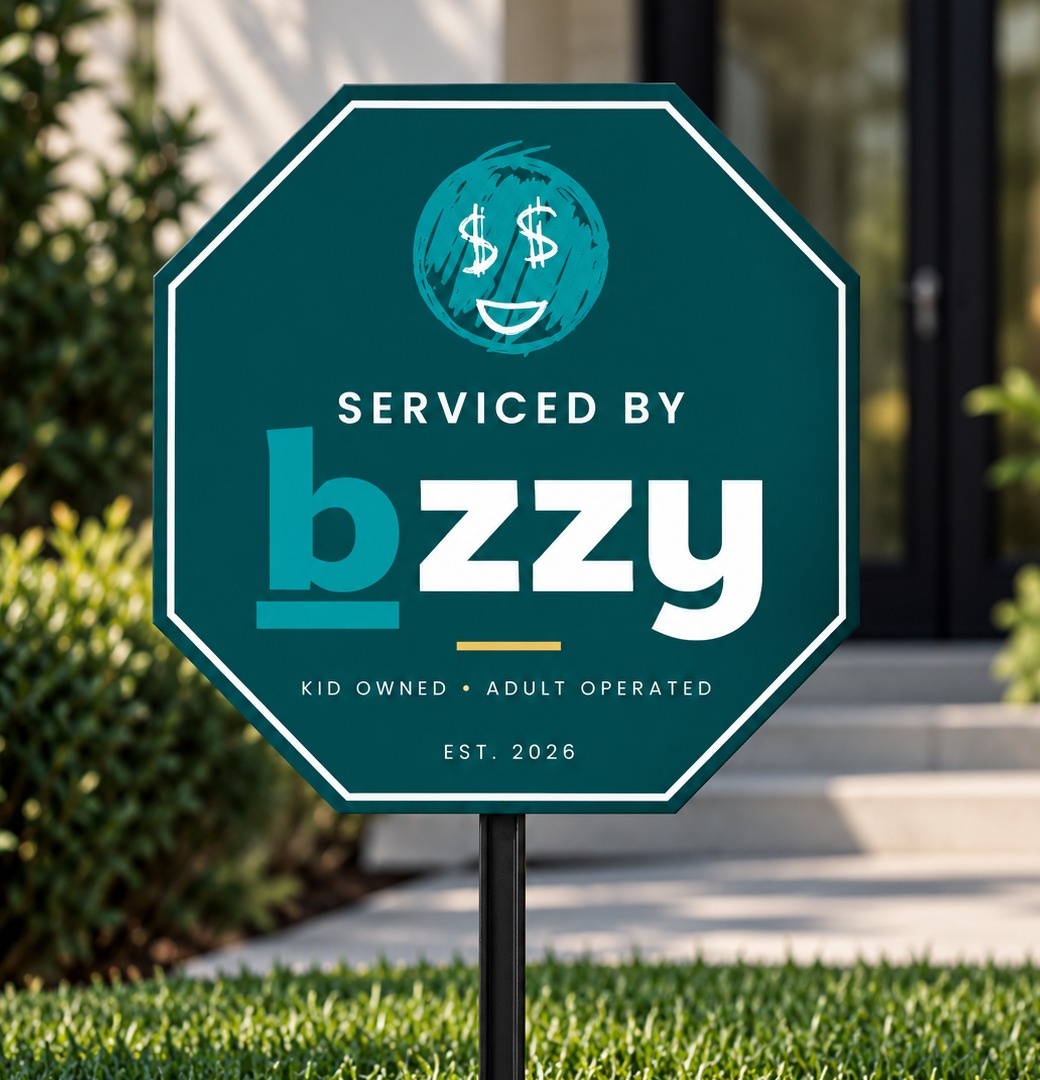 Serviced by bzzy. Lawn Sign